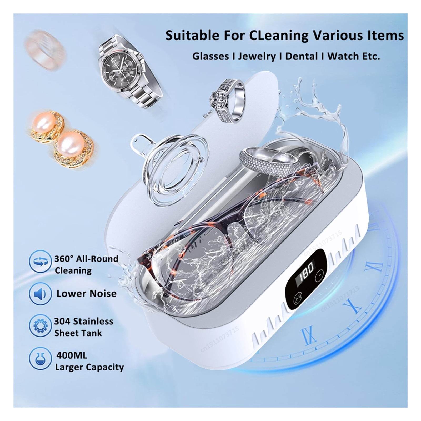Ultrasonic Glasses Cleaning Ultrasound Jewelry Cleaner Machine High Frequency Ultrasonic Cleaning Bath For Jewelry washing