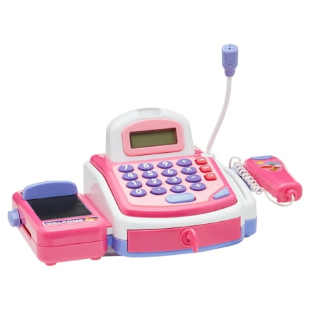 Dash Toyz Pretend Play Electronic Toy Cash Register Toy with Mic Speaker,Money