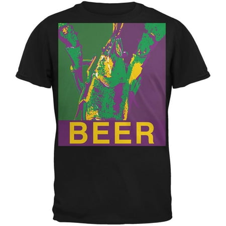 Mardi Gras Crawfish Beer Black Adult T-Shirt (Best Beer With Crawfish)