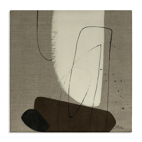 Stupell Industries Natural Oblong Shapes Abstract Painting Gallery Wrapped Canvas Art Print Wall Art, 17 x 17