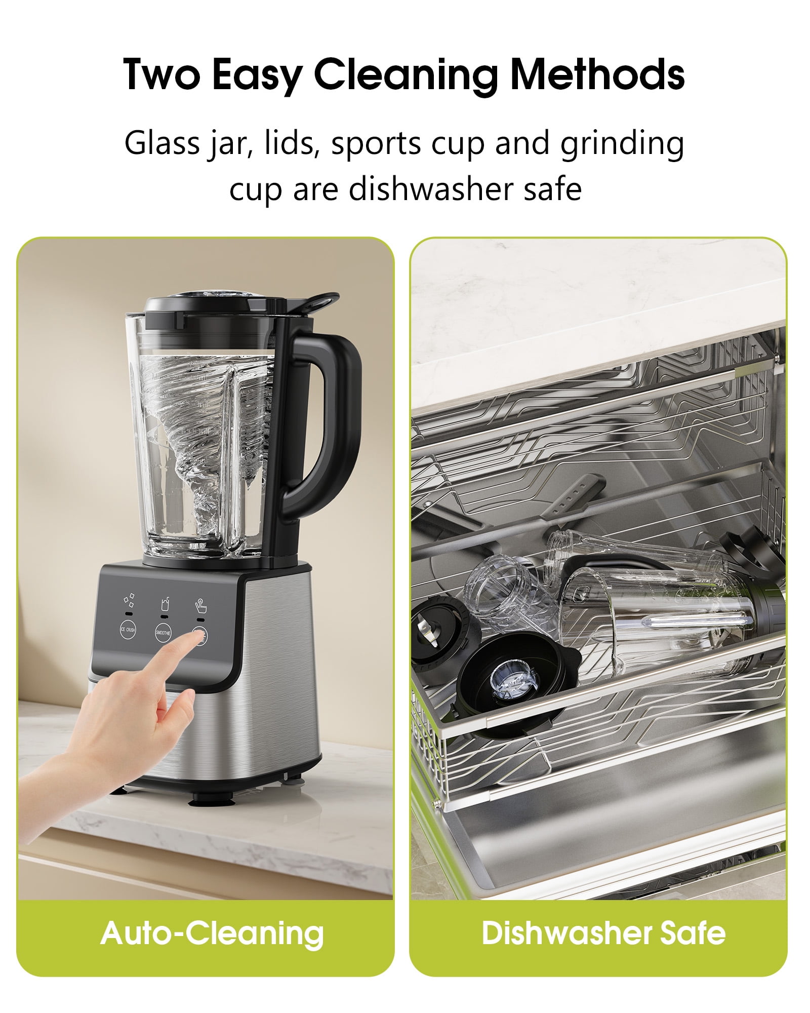 Open Box HoninJoy Kitchen Smoothies Blender, 51 Oz Large Capacity 5 Speeds, Electric Blender With Travel Jar, Grinder, Blender for Fruits, Ice, Coffee Bean