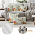 thumbnail image 6 of Easter Rabbit Pillow Covers 2 Pack Spring Red Orange Pink Floral Leaf Plant Green Buffalo Plaid Pillowcase Waterproof Outdoor Throw Pillow Cover for Patio Garden Square Cushion 26”x26”, 6 of 9