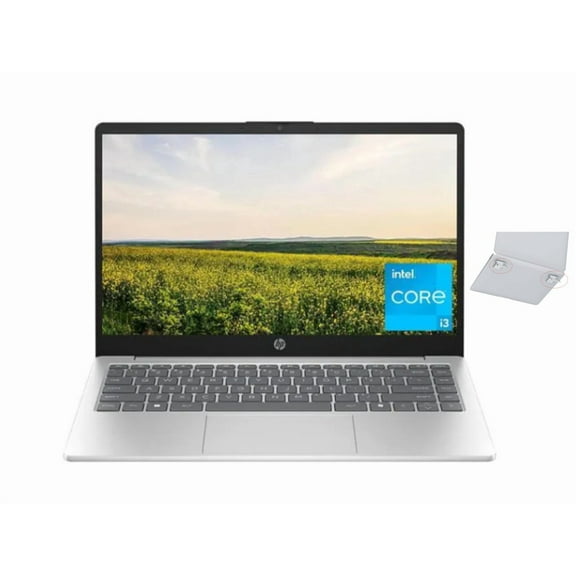 HP 14 inch Laptop HD Display| Intel Core i3-N305 Processor| Intel UHD Graphics| Webcam|Copilot|Silver| 16GB RAM | 512GB SSD | Windows 11 S | Bundle with Laptop Stand