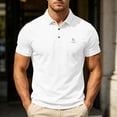 thumbnail image 2 of hoksml Men's Short Sleeve Collared Shirt 3 Button Collared Solid Breathable Regular Fit Golf Top for Business Daily Vacation Casual Wear, 2 of 7