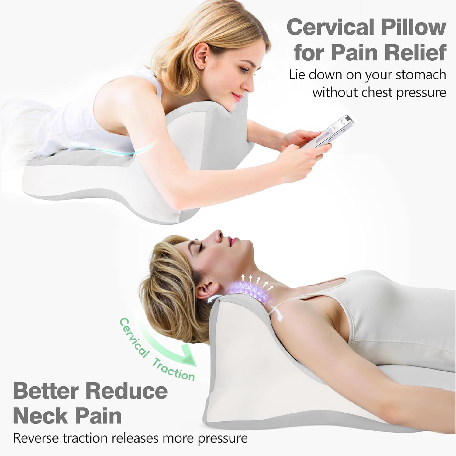 Aorsher Wedge Pillow for Reading and Sleeping, Contour Memory Foam Bed Wedge for Pain Relief, Multi-Use Support Cushion for Snoring, Sitting Up in Bed, Maternity Belly & Prone Position