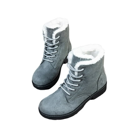 

Gomelly Ladies Winter Boot Mid Calf Snow Boots Plush Lined Warm Booties Lightweight Hiking Bootie Women Womens Outdoor Shoes Gray 6