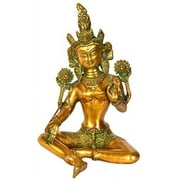 Exotic India Tibetan Buddhist Goddess Green Tara - Brass Statue