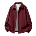 thumbnail image 3 of FRSASU Men's Casual Coach Jacket Snap Button Closure Collared Loose Fit Lightweight Windbreaker Outerwear Wine, 3 of 6