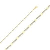 Solid 14k White and Yellow Gold 3.2MM Two Tone Figaro White Pave Chain Necklace - 24 Inches