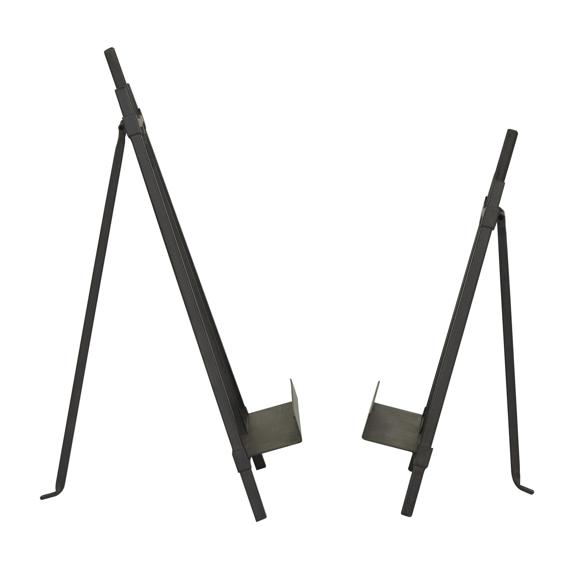 DecMode 13", 11"H Black Metal Tabletop Triangle Easel with Foldable Stand, 2-Pieces