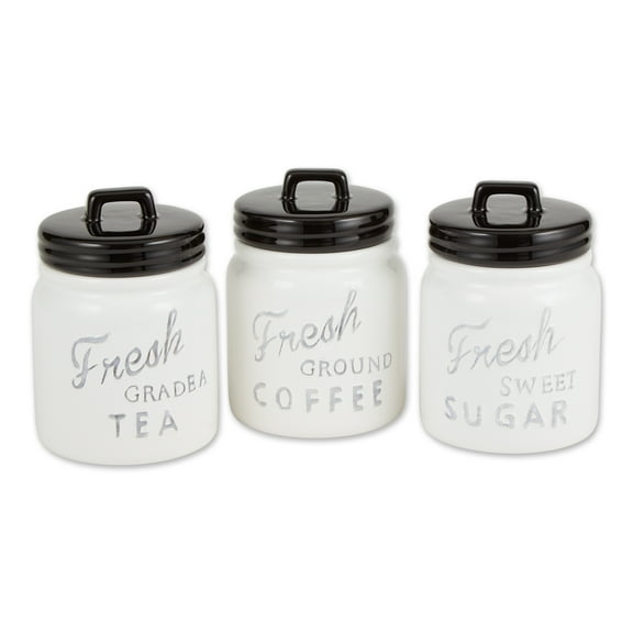 Black Ceramic Jar Canister (Set of 3) 4x4x5.6
