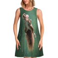 thumbnail image 1 of Fotbe Squirrel Vestido de Verano sin Mangas para Mujer – Vestido Midi Línea A, Estilo Camiseta Floral, Vestido Playero Casual y Fluido, 1 of 7