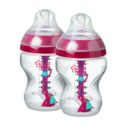 Tommee Tippee Advanced Anti-Colic Decorated Baby Bottles, Girl – 9 ounce, Pink, 2 (Best Bottle Warmer For Tommee Tippee Bottles)