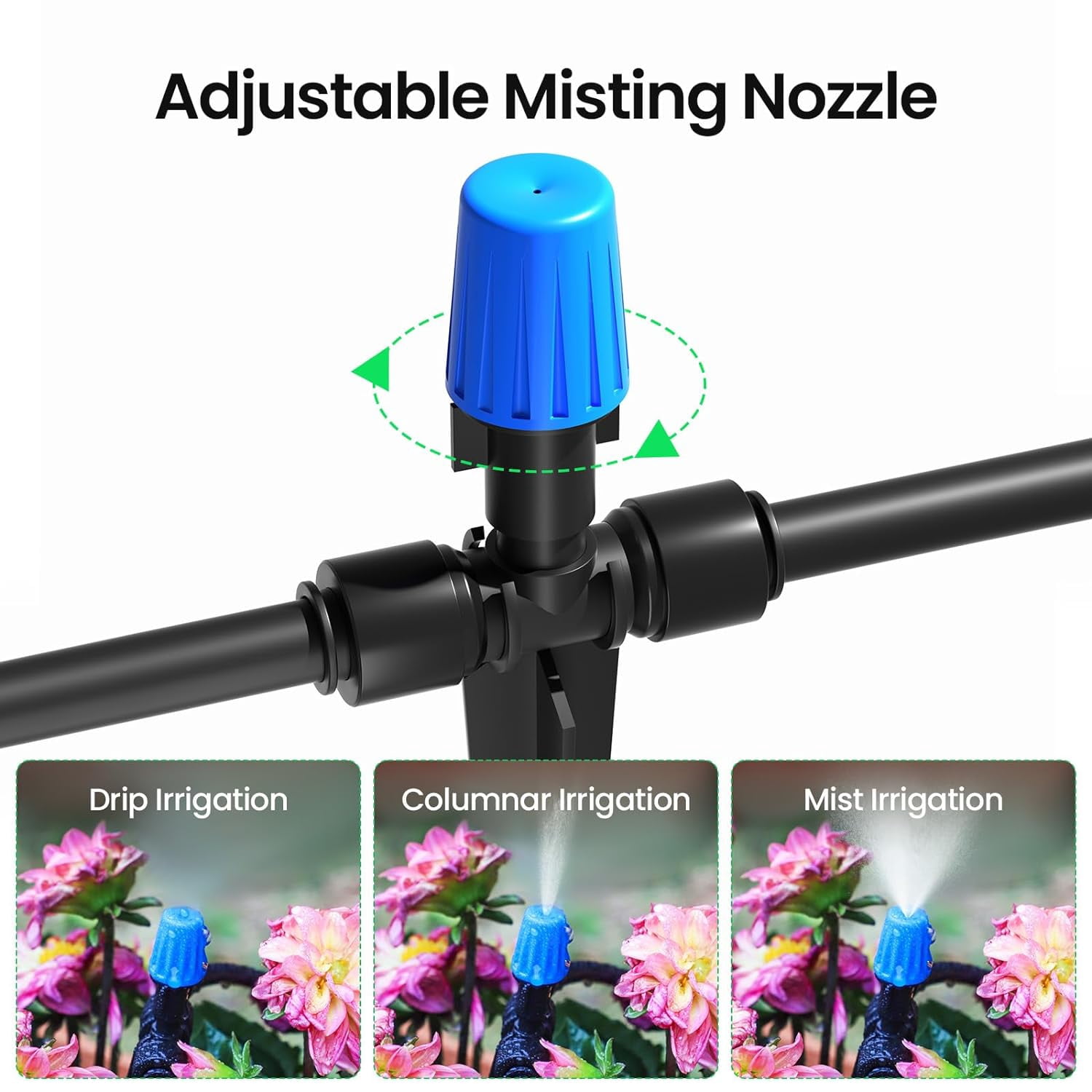 Irrigation System 65FT Easy Connect Drip Irrigation, Jorking Sprinkler System Mist Accessories with 1/4 inch Blank Distribution 65ft Tubing Hose-Black