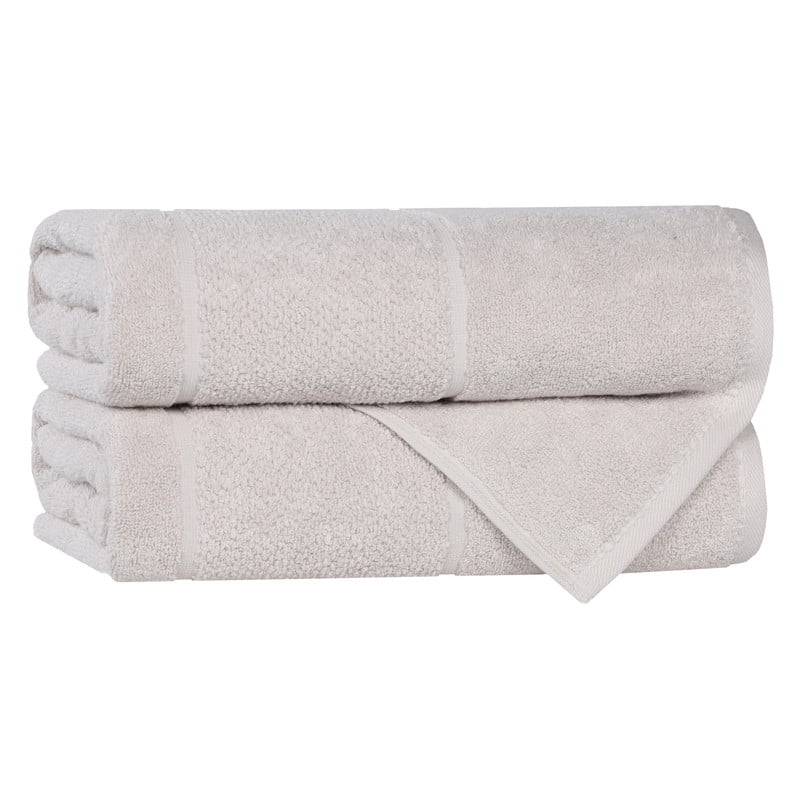 Superior Mile Smart Twist Cotton Medium Weight Bath Towels, Set of 2, Ultra Absorbant Towels, Silver