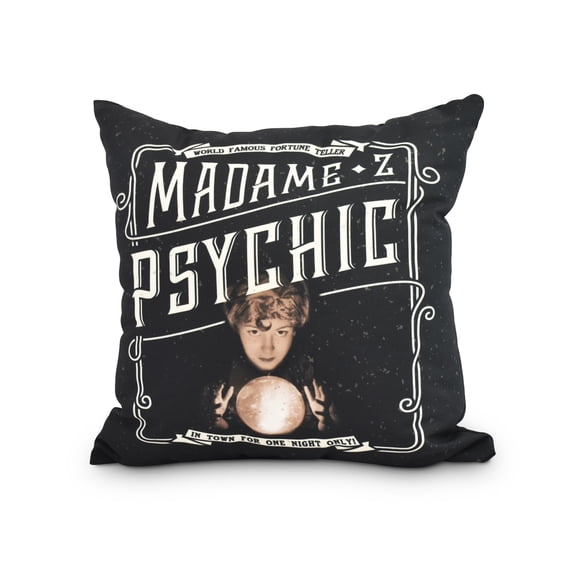 Simply Daisy, 16" x 16"Madame Psychic Cream Halloween Print Decorative Throw Pillow