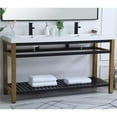thumbnail image 2 of 60 inch Double Bathroom Metal Vanity in Golden Black, 2 of 15