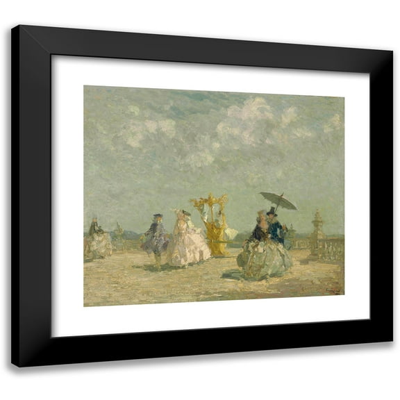 Emma Ciardi 14x12 Black Modern Framed Museum Art Print Titled - The Sedan Chair (1922)