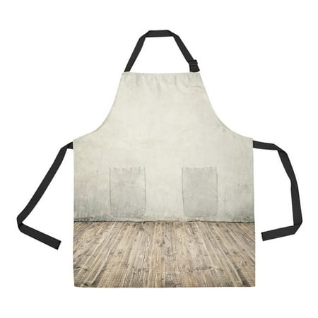 

ECZJNT Empty Room Background Wall Ant Wooden Floor Adjustable Bib Kitchen Apron with Pockets for Women Men