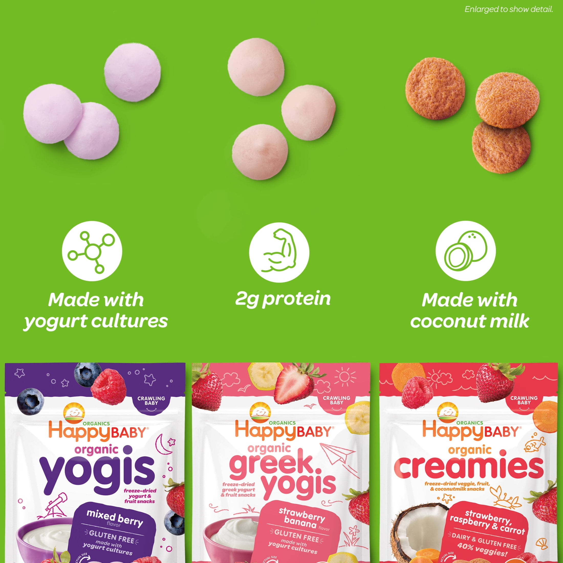 Happy Baby Organics Greek Yogis, Strawberry Banana & Greek Yogurt Organic Freeze-Dried Baby Snack, 1 oz Bag