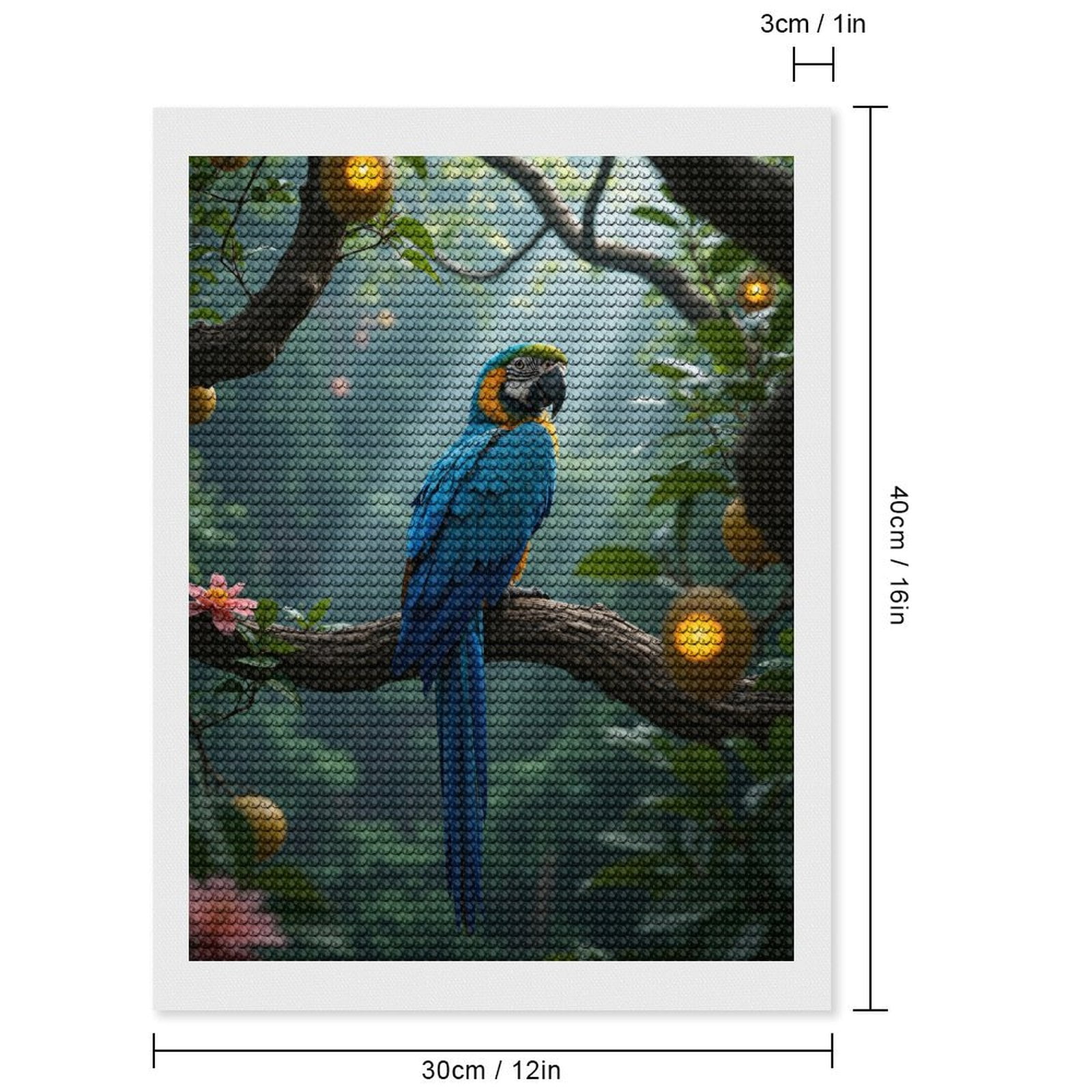Diamond Art Kits for Adults, Blue Parrot Jungle Scene 5D Diamond Painting Kits for Adults Beginners, DIY Full Drill Diamond Painting, Gem Art and Crafts 12x16
