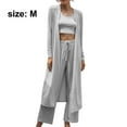 thumbnail image 2 of Conjunto de 3 piezas para mujer, cárdigan con parte superior corta y pantalones largos bodycon, conjunto de mameluco, 2 of 6