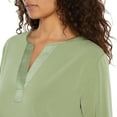 thumbnail image 2 of Banana Republic Women's 3/4 Sleeve V Neck Top Notch Satin Trim Blouse Green S, 2 of 2