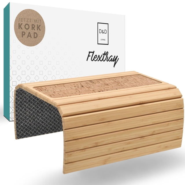 Bandeja de sofá D&D Living®, organizador flexible de reposabrazos, bambú