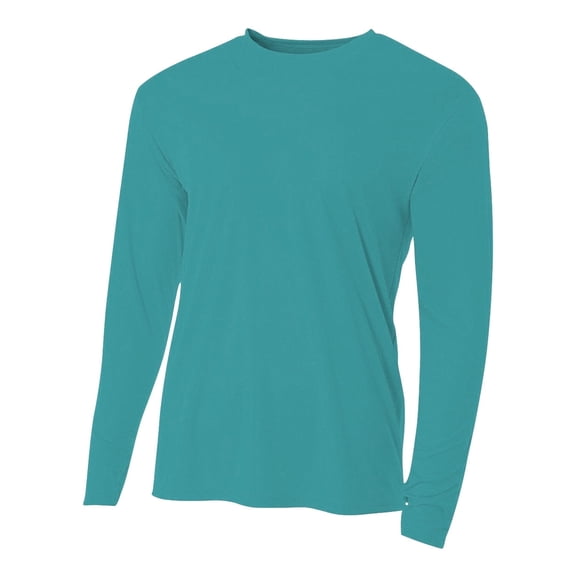 A4 N3165 Mens Cooling Performance Long Sleeve Crew - Teal - 2XL