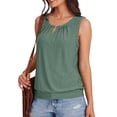 thumbnail image 2 of ClodeEU Women's Round Neck Eyelet Embroidery Tank Top, Loose Fit Solid Color Casual Summer Shirt Army Green,Womens Plus XXL, 2 of 9