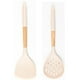 thumbnail image 1 of Juego de 2 herramientas de cocina ergonómicas antirayaduras con mango de madera natural para utensilios de cocina antiadherentes en color crema, 1 of 5