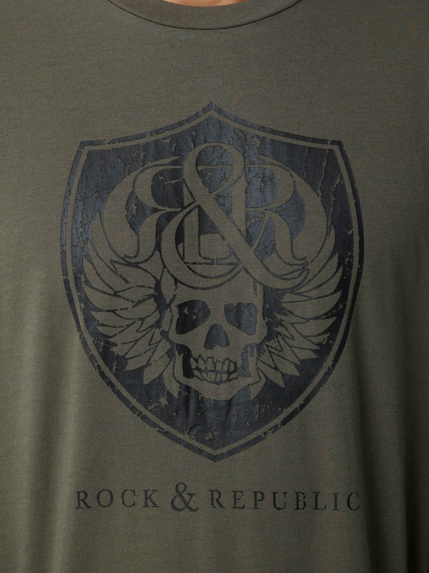 Rock & Republic Men's Long Sleeve Crew Neck Skull Tee