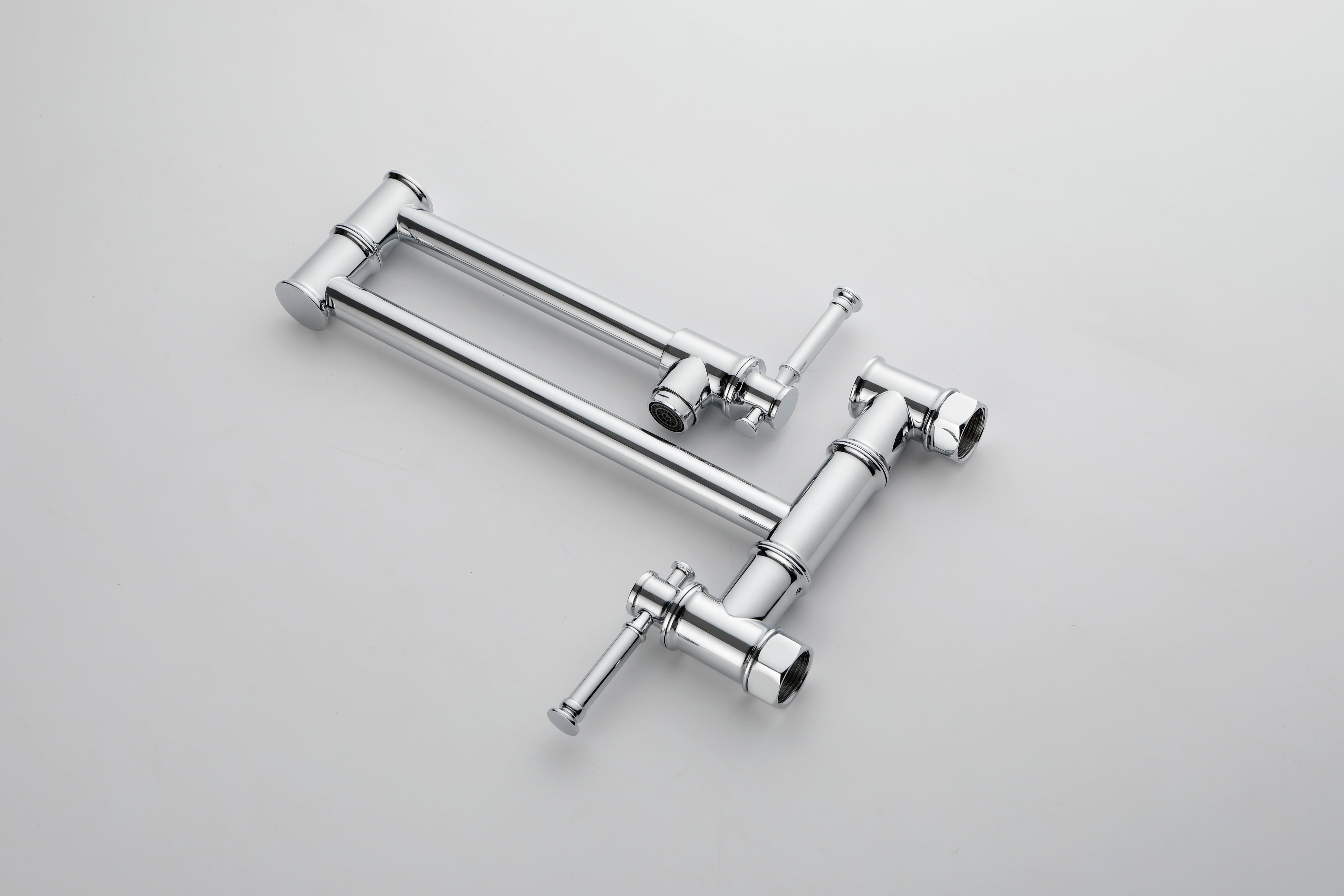 Wall mounted Pot Filler Faucet, Modern Brass Pot Filler Two-Attachment Wall Mount Folding Kitchen Pot Filler Swing Arm
