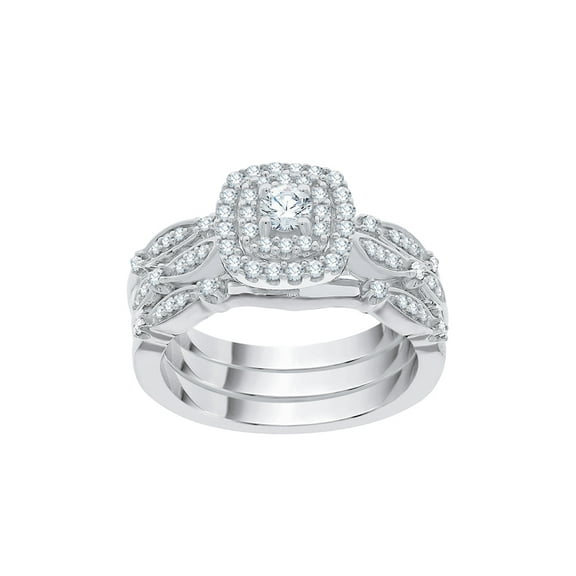 Diamond Bridal Set in 14K White Gold (1/2 cttw) (I-Color, SI3-I1 Clarity) (Size-5.5)