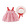 thumbnail image 5 of SDJMa Baby Girls Dress Infant Checkered Love Printed Bowknot Dresses With Hat Toddler Sleeveless Sundress, 5 of 9