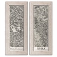 thumbnail image 1 of Gango Home Decor Vintage Roma Map & Plan de Paris Panel on Wood by Wild Apple Portfolio (Ready to Hang); Two 6x18in Distressed Framed Prints, 1 of 5