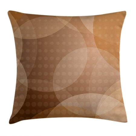 Overlapping Magazine Display - Tan Throw Pillow Cushion Cover, Overlapping Circles with Big and Small Polka Dots Pattern Gradient Modern Display, Decorative Square Accent Pillow Case, 16 X 16 Inches, Tan Brown White, by Ambesonne
