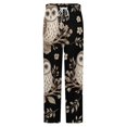 thumbnail image 5 of Owl Floral Pattern Black Winter Female Pants Flannel High Waist Women Pants Lady Warm Straight Leg Plush Trousers, 5 of 7