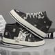 thumbnail image 4 of Zapatillas de skate de caña alta de mezclilla desgastada para hombre con buen agarre, transpirables y con cordones, estilo alpargatas., 4 of 5