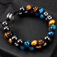 thumbnail image 3 of Pulsera de cristal para hombre 8 mm Ojo de tigre azul Obsidiana Cuentas de piedra natural Pulsera de triple protección Navidad Día de San Valentín Regalo del día del padre, 3 of 5