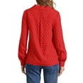 thumbnail image 3 of INSPIRE CHIC Women's 1950s Vintage Long Sleeve Printed Button Down Tops M Dark Red, 3 of 5