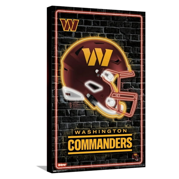 NFL Washington Commanders - Neon Helmet 23 Canvas Wall Poster, 14.725" x 22.375"