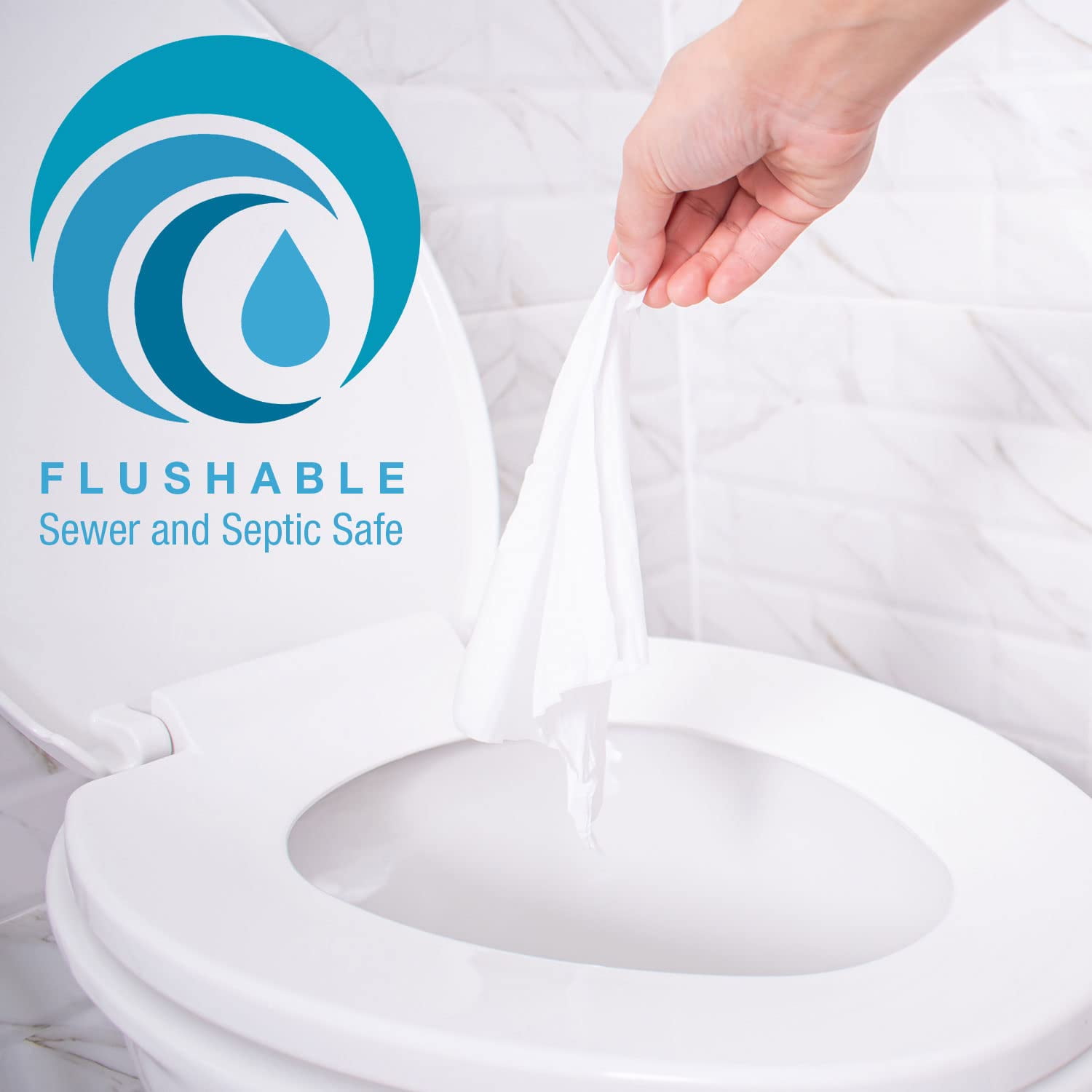 HealthSmart 180 Count Flushable Wipes, for Sensitive Skin, 3 Packs of 60