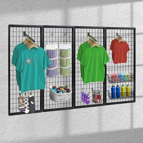 3 Packs Grid Wall Panels, Metal Black Wire Grid Panel, Gridwall Display Rack, Heavy Duty Gridwall Panels for Retail Display