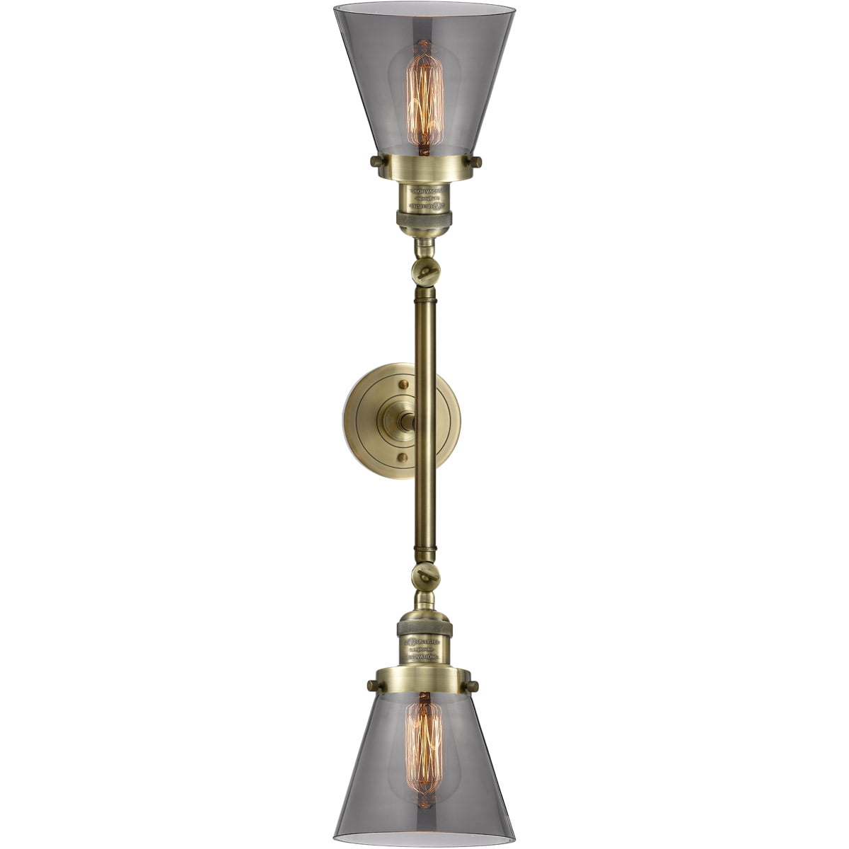 Bathroom Vanity 2 Light Fixtures With Antique Brass Finish Cast Brass