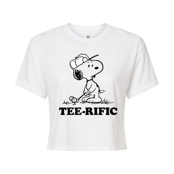 Peanuts - Teerific Snoopy - Juniors Cropped Cotton Blend T-Shirt