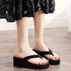 thumbnail image 3 of 1 Pair Summer Women Wedge Heel Slippers Sandals Thick-Bottom Casual Beach Walk Shoes Beach Flip-flops Comfortable Sandals for Indoor Outdoor (Black Si, 3 of 3