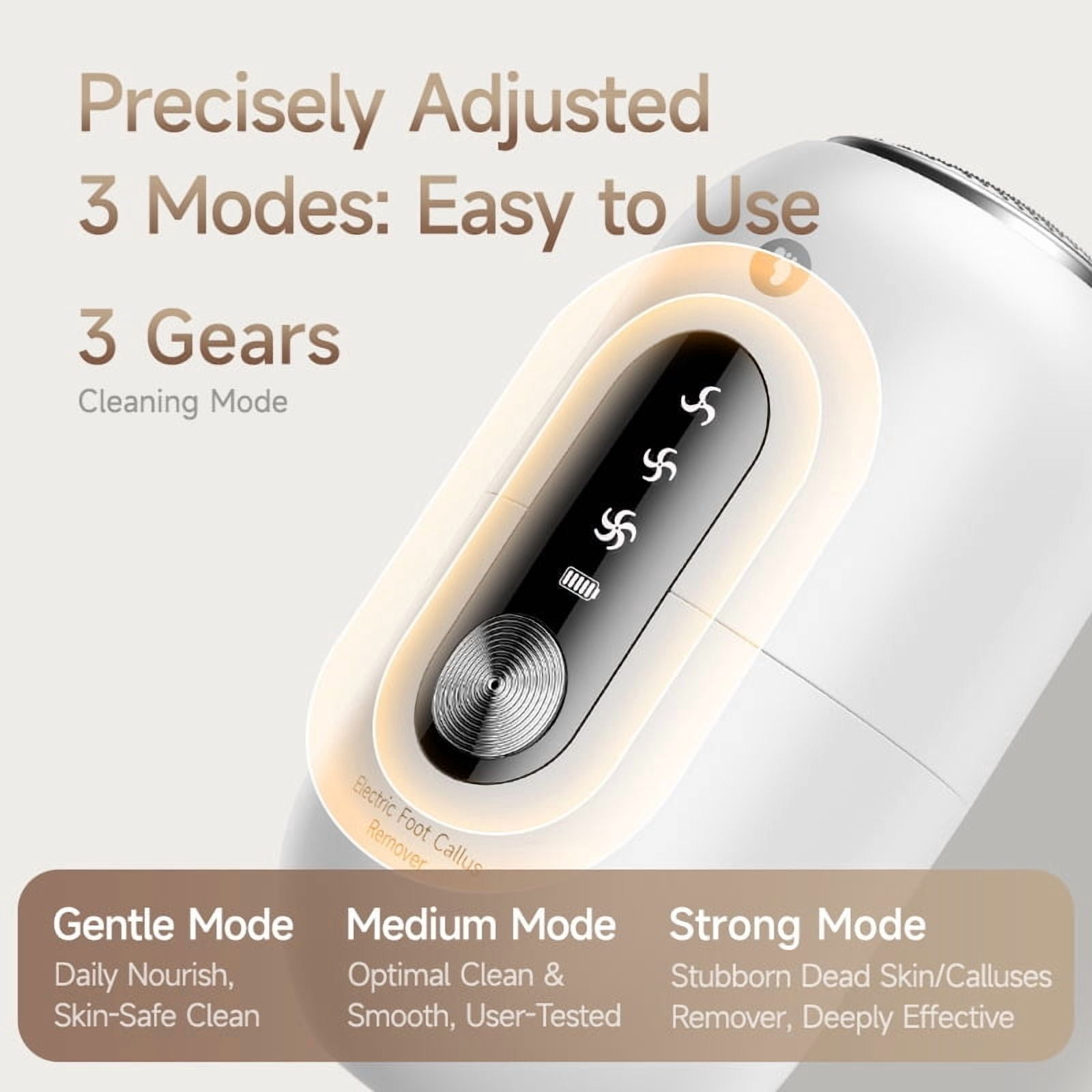 Rechargeable Electric Callus Remover for Feet – Waterproof Pedicure Tool with LED Display, 3 Adjustable Speeds, Stainless Steel Heads & Low Noise Motor