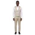 thumbnail image 3 of Men's Skinny Fit 3pc Floral Jacquard Tuxedo Suit Set, Satin Shawl Collar, 3 of 4