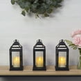 thumbnail image 2 of Elements Set of 3 12-inch Black Metal Decorative Lanterns, 2 of 10
